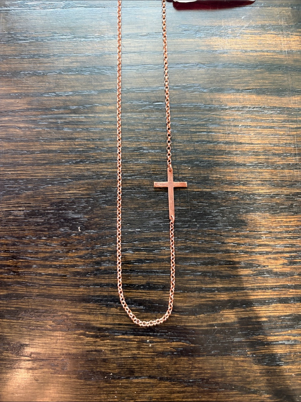 New w/ Tags Rose Sideways Cross Necklace Sterling Silver with Rose Gold Overlay